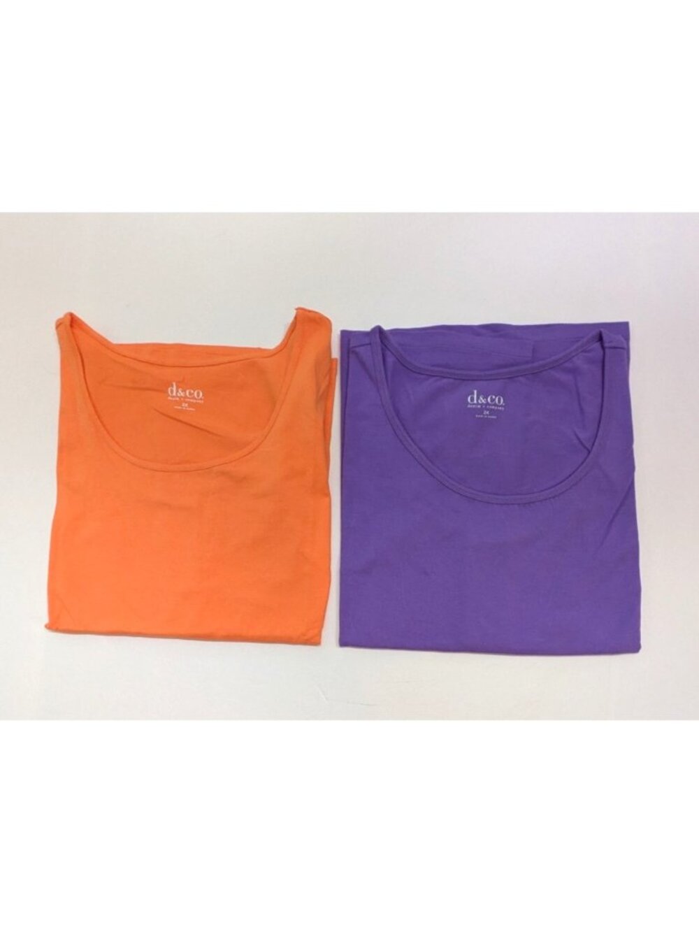 Lot of 2 Denim & Co Womens Tank Tops Size 2X Purple Orange Sleeveless Cotton